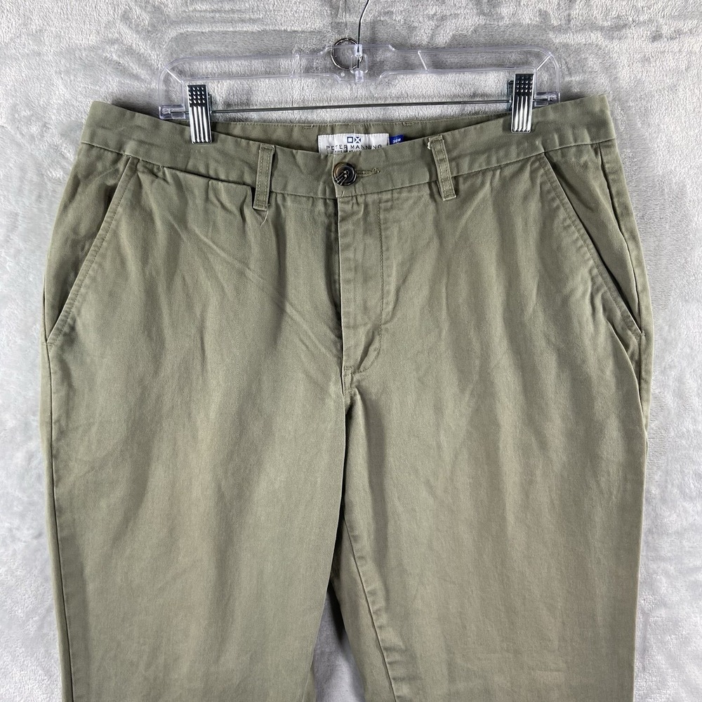Peter Manning Pants men's 35x28 Chino Classic Fit Green Flat Front Casual Cotton - Picture 2 of 13